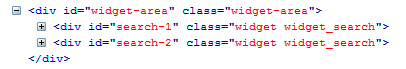 Exemplo de IDs e classes de widgets